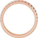 14K Gold Round Natural Diamond Single Sided Stepped-Edge Anniversary Band – 1.7 mm Stones - Rose Gold - view 2