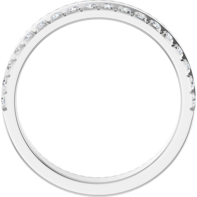 14K Gold Round Natural Diamond Single Sided Stepped-Edge Anniversary Band – 1.7 mm Stones - White Gold - view 2
