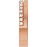 14K Gold Round Natural Diamond Single Sided Stepped-Edge Anniversary Band – 1.7 mm Stones - Rose Gold - view 4