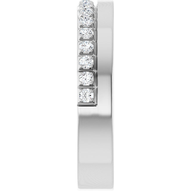 14K Gold Round Natural Diamond Single Sided Stepped-Edge Anniversary Band – 1.7 mm Stones - White Gold - view 4