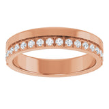 14K Gold Round Natural Diamond Single Sided Stepped-Edge Anniversary Band – 1.7 mm Stones - Rose Gold - view 3