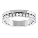 14K Gold Round Natural Diamond Single Sided Stepped-Edge Anniversary Band – 1.7 mm Stones - White Gold - view 3