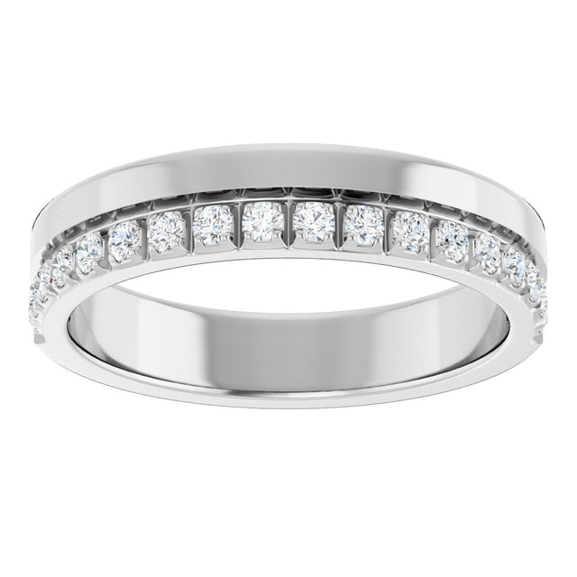 14K Gold Round Natural Diamond Single Sided Stepped-Edge Anniversary Band – 1.7 mm Stones - White Gold - view 3