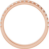 14K Gold Round Natural Diamond Single Sided Stepped-Edge Anniversary Band – 1.7 mm Stones - Rose Gold - view 2