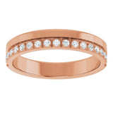 14K Gold Round Natural Diamond Single Sided Stepped-Edge Anniversary Band – 1.7 mm Stones - Rose Gold - view 3