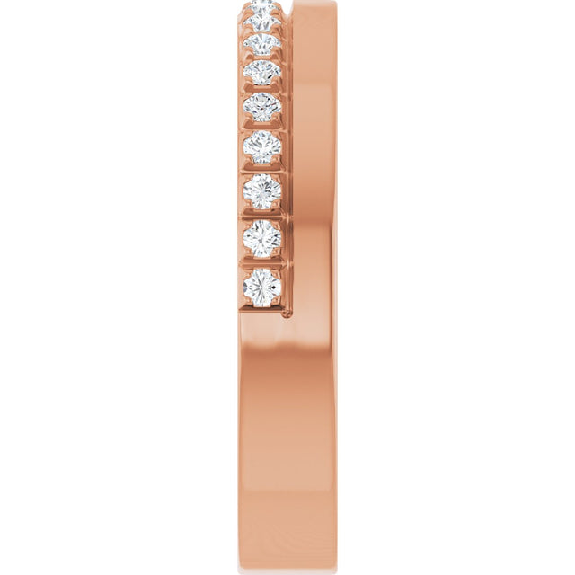 14K Gold Round Natural Diamond Single Sided Stepped-Edge Anniversary Band – 1.7 mm Stones - Rose Gold - view 4