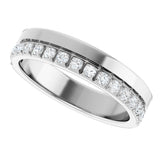 14K Gold Round Natural Diamond Single Sided Stepped-Edge Anniversary Band – 1.7 mm Stones - White Gold - view 5