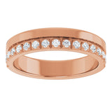 14K Gold Round Natural Diamond Single Sided Stepped-Edge Anniversary Band – 1.7 mm Stones - Rose Gold - view 3