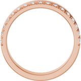 14K Gold Round Natural Diamond Single Sided Stepped-Edge Anniversary Band – 1.7 mm Stones - Rose Gold - view 2