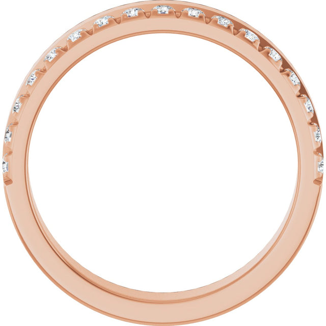 14K Gold Round Natural Diamond Single Sided Stepped-Edge Anniversary Band – 1.7 mm Stones - Rose Gold - view 2