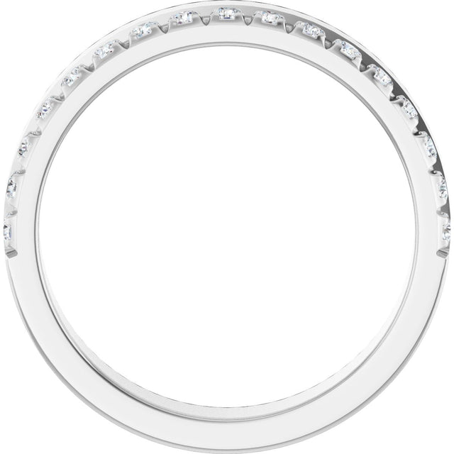 14K Gold Round Natural Diamond Single Sided Stepped-Edge Anniversary Band – 1.7 mm Stones - White Gold - view 2