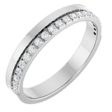 14K Gold Round Natural Diamond Single Sided Stepped-Edge Anniversary Band – 1.7 mm Stones - White Gold