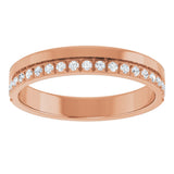 14K Gold Round Natural Diamond Single Sided Stepped-Edge Anniversary Band – 1.7 mm Stones - Rose Gold - view 3