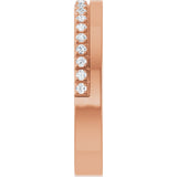 14K Gold Round Natural Diamond Single Sided Stepped-Edge Anniversary Band – 1.7 mm Stones - Rose Gold - view 4