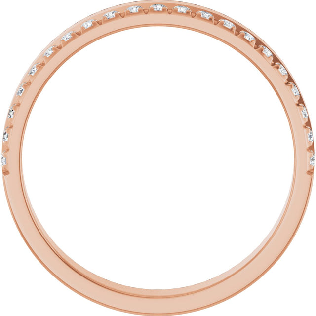 14K Gold Round Natural Diamond Single Sided Stepped-Edge Anniversary Band – 1.7 mm Stones - Rose Gold - view 2