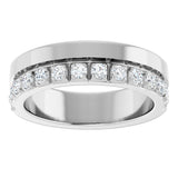 14K Gold Round Natural Diamond Single Sided Stepped-Edge Anniversary Band – 1.7 mm Stones - White Gold - view 3
