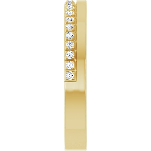 14K Gold Round Natural Diamond Single Sided Stepped-Edge Anniversary Band – 1.7 mm Stones (1/2 CTW) - Yellow Gold - view 4