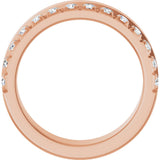 14K Gold Round Natural Diamond Single Sided Stepped-Edge Anniversary Band – 1.7 mm Stones - Rose Gold - view 2