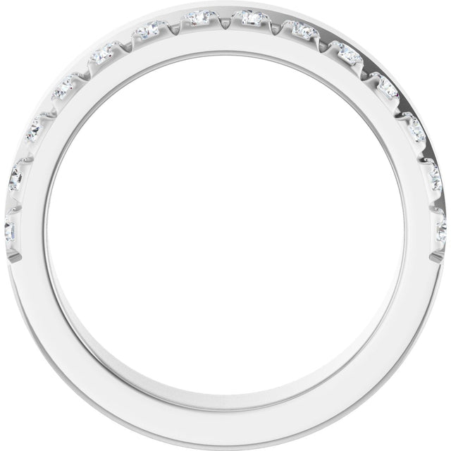 14K Gold Round Natural Diamond Single Sided Stepped-Edge Anniversary Band – 1.7 mm Stones - White Gold - view 2