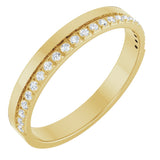 14K Gold Round Natural Diamond Single Sided Stepped-Edge Anniversary Band – 1.7 mm Stones (1/2 CTW) - Yellow Gold