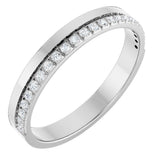 14K Gold Round Natural Diamond Single Sided Stepped-Edge Anniversary Band – 1.7 mm Stones (1/2 CTW) - White Gold