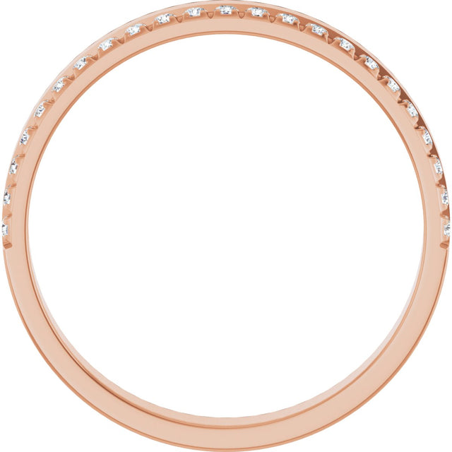 14K Gold Round Natural Diamond Single Sided Stepped-Edge Anniversary Band – 1.7 mm Stones (1/2 CTW) - Rose Gold - view 2