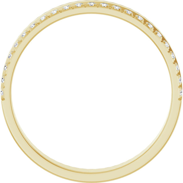 14K Gold Round Natural Diamond Single Sided Stepped-Edge Anniversary Band – 1.7 mm Stones (1/2 CTW) - Yellow Gold - view 2