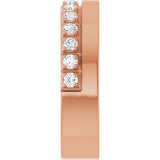 14K Gold Round Natural Diamond Single Sided Stepped-Edge Anniversary Band – 1.7 mm Stones - Rose Gold - view 4