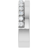 14K Gold Round Natural Diamond Single Sided Stepped-Edge Anniversary Band – 1.7 mm Stones - White Gold - view 4