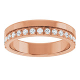 14K Gold Round Natural Diamond Single Sided Stepped-Edge Anniversary Band – 1.7 mm Stones - Rose Gold - view 3