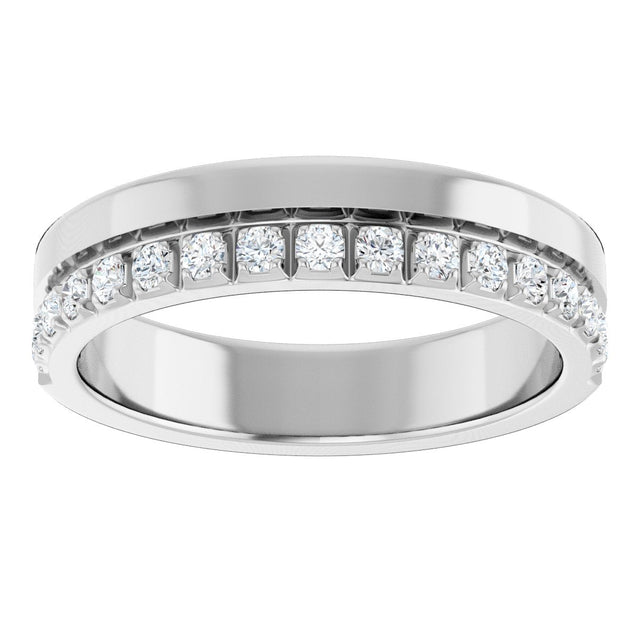 14K Gold Round Natural Diamond Single Sided Stepped-Edge Anniversary Band – 1.7 mm Stones - White Gold - view 3