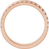 14K Gold Round Natural Diamond Single Sided Stepped-Edge Anniversary Band – 1.7 mm Stones - Rose Gold - view 2