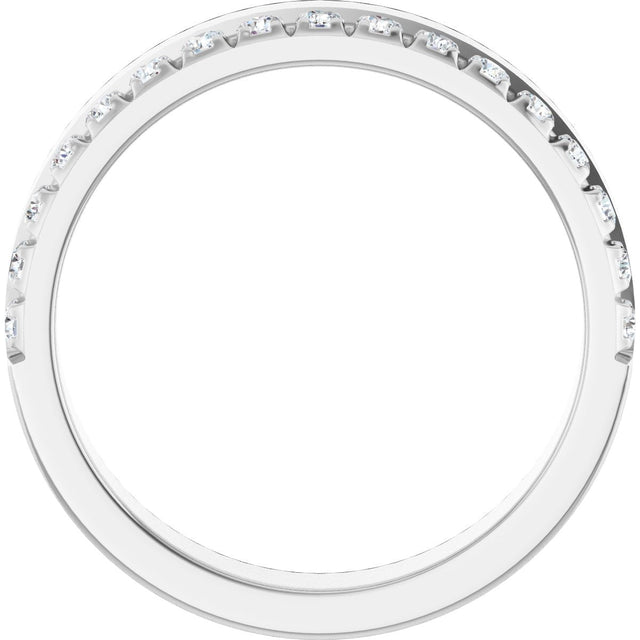 14K Gold Round Natural Diamond Single Sided Stepped-Edge Anniversary Band – 1.7 mm Stones - White Gold - view 2
