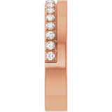 14K Gold Round Natural Diamond Single Sided Stepped-Edge Anniversary Band – 1.7 mm Stones - Rose Gold - view 4