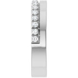 14K Gold Round Natural Diamond Single Sided Stepped-Edge Anniversary Band – 1.7 mm Stones - White Gold - view 4