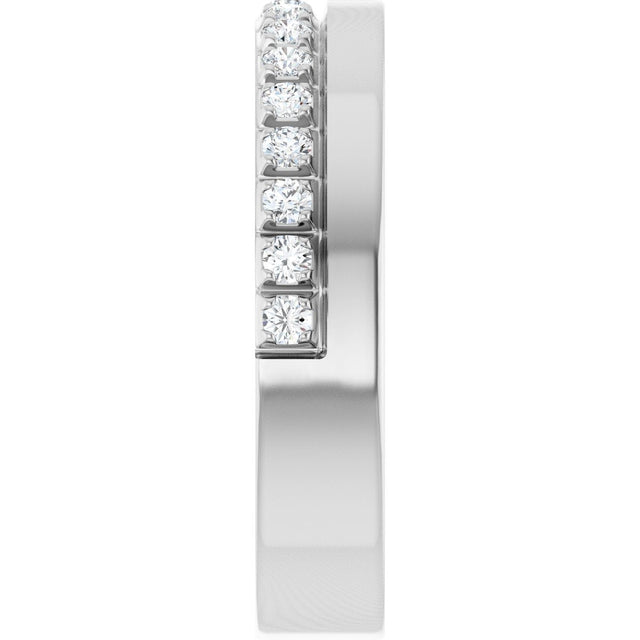 14K Gold Round Natural Diamond Single Sided Stepped-Edge Anniversary Band – 1.7 mm Stones - White Gold - view 4
