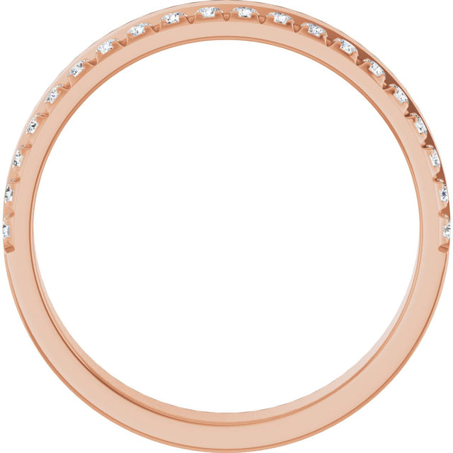 14K Gold Round Natural Diamond Single Sided Stepped-Edge Anniversary Band – 1.7 mm Stones - Rose Gold - view 2