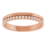 14K Gold Round Natural Diamond Single Sided Stepped-Edge Anniversary Band – 1.7 mm Stones (1/2 CTW) - Rose Gold - view 3