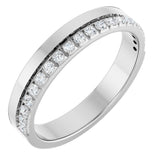 14K Gold Round Natural Diamond Single Sided Stepped-Edge Anniversary Band – 1.7 mm Stones - White Gold