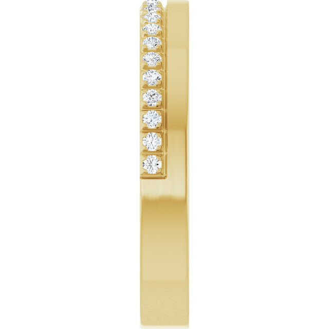 14K Gold Round Natural Diamond Single Sided Stepped-Edge Anniversary Band – 1.7 mm Stones (1/2 CTW) - Yellow Gold - view 4