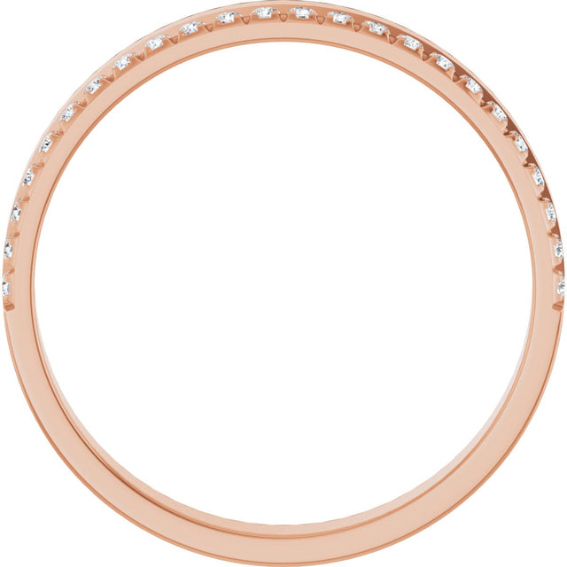 14K Gold Round Natural Diamond Single Sided Stepped-Edge Anniversary Band – 1.7 mm Stones (1/2 CTW) - Rose Gold - view 2
