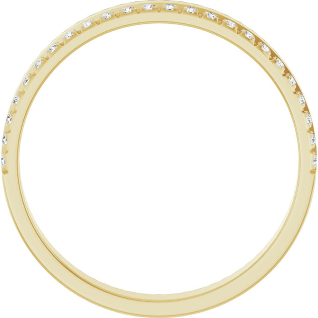 14K Gold Round Natural Diamond Single Sided Stepped-Edge Anniversary Band – 1.7 mm Stones (1/2 CTW) - Yellow Gold - view 2