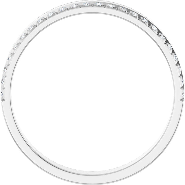 14K Gold Round Natural Diamond Single Sided Stepped-Edge Anniversary Band – 1.7 mm Stones (1/2 CTW) - White Gold - view 2