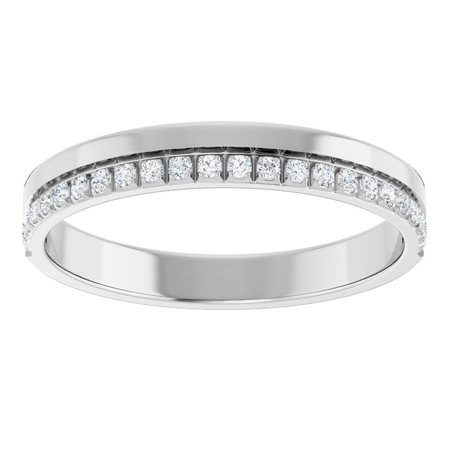 14K Gold Round Natural Diamond Single Sided Stepped-Edge Anniversary Band – 1.7 mm Stones (1/2 CTW) - White Gold - view 3