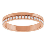 14K Gold Round Natural Diamond Single Sided Stepped-Edge Anniversary Band – 1.7 mm Stones (1/2 CTW) - Rose Gold - view 3