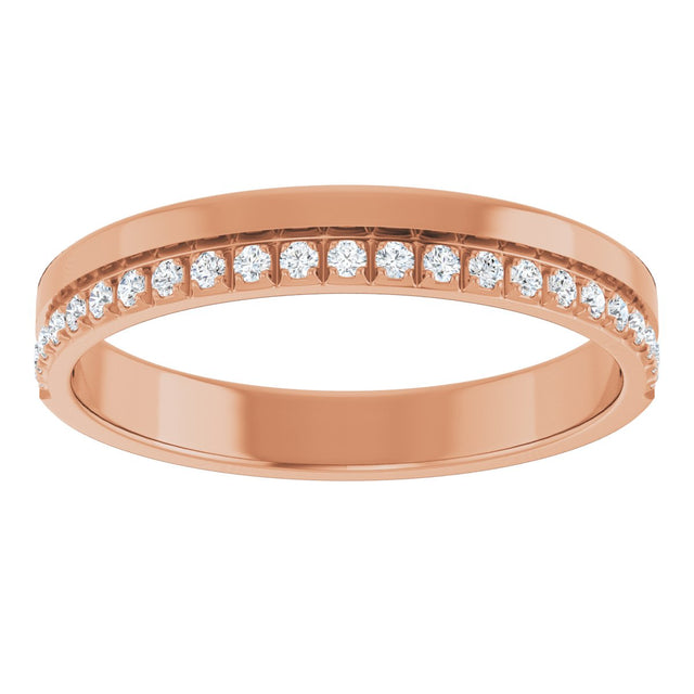 14K Gold Round Natural Diamond Single Sided Stepped-Edge Anniversary Band – 1.7 mm Stones (1/2 CTW) - Rose Gold - view 3