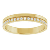 14K Gold Round Natural Diamond Single Sided Stepped-Edge Anniversary Band – 1.7 mm Stones (1/2 CTW) - Yellow Gold - view 3