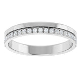 14K Gold Round Natural Diamond Single Sided Stepped-Edge Anniversary Band – 1.7 mm Stones (1/2 CTW) - White Gold - view 3