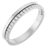 14K Gold Round Natural Diamond Single Sided Stepped-Edge Anniversary Band – 1.7 mm Stones (1/2 CTW) - White Gold
