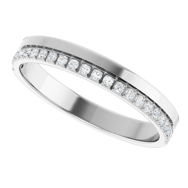 14K Gold Round Natural Diamond Single Sided Stepped-Edge Anniversary Band – 1.7 mm Stones (1/2 CTW) - White Gold - view 5